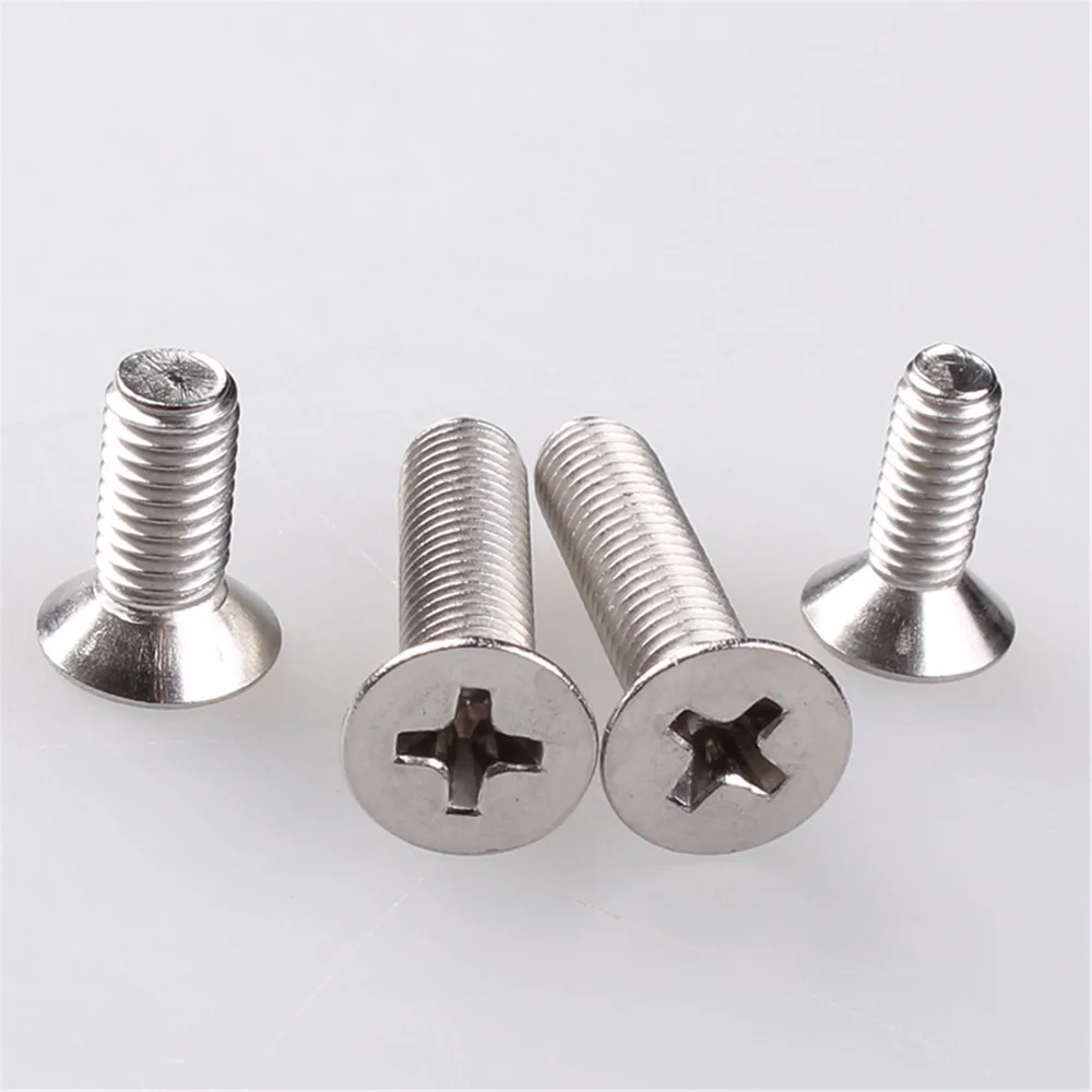 100PCS M5 Stainless Steel Flat Head Cross Recessed Phillips Screw Bolt