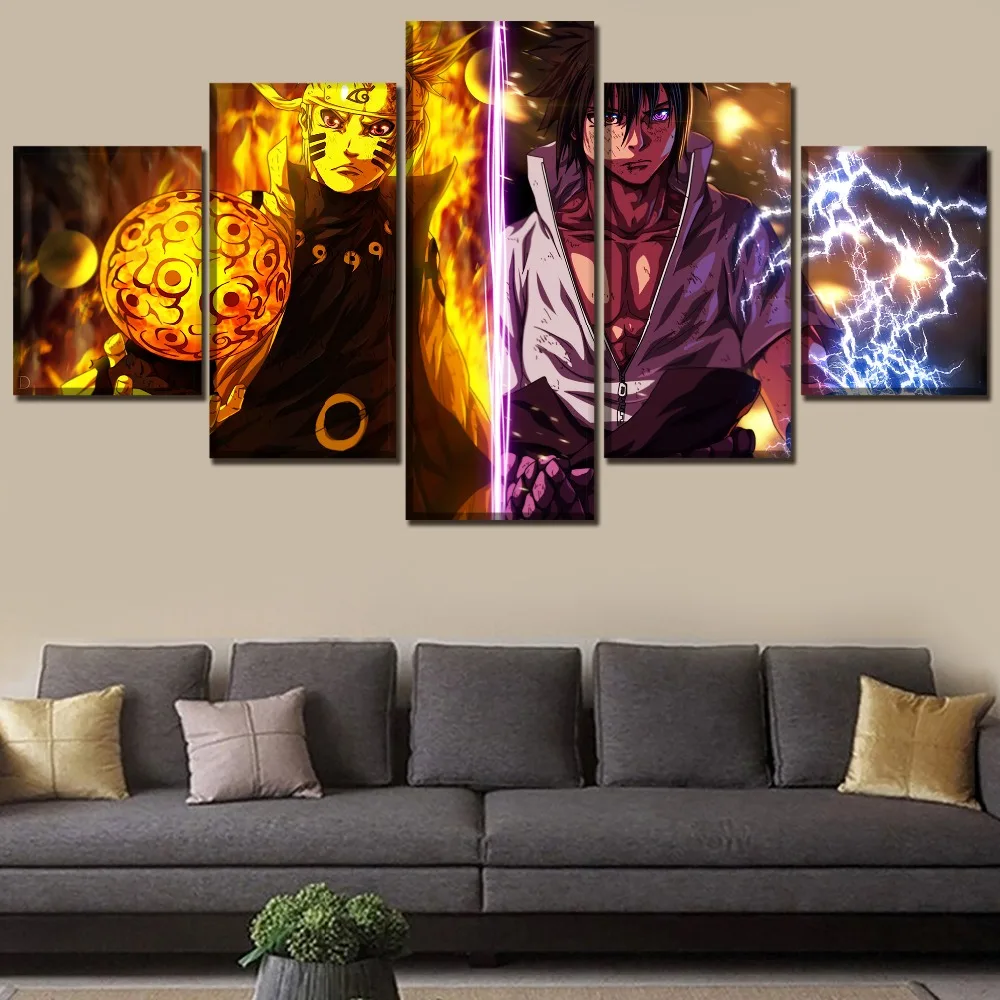 preço Um Conjunto Anime Poster 5 Painel Anime Naruto Uzumaki E Sasuke Uchiha Cópia Da Lona Pintura Moderna Arte Da Parede Decoração Da Sua Casa pintura
