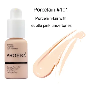 

PHOERA New 30ml Matte Oil Control Concealer Liquid Foundation Cream Air-light texture 24HR matte Dropship #T