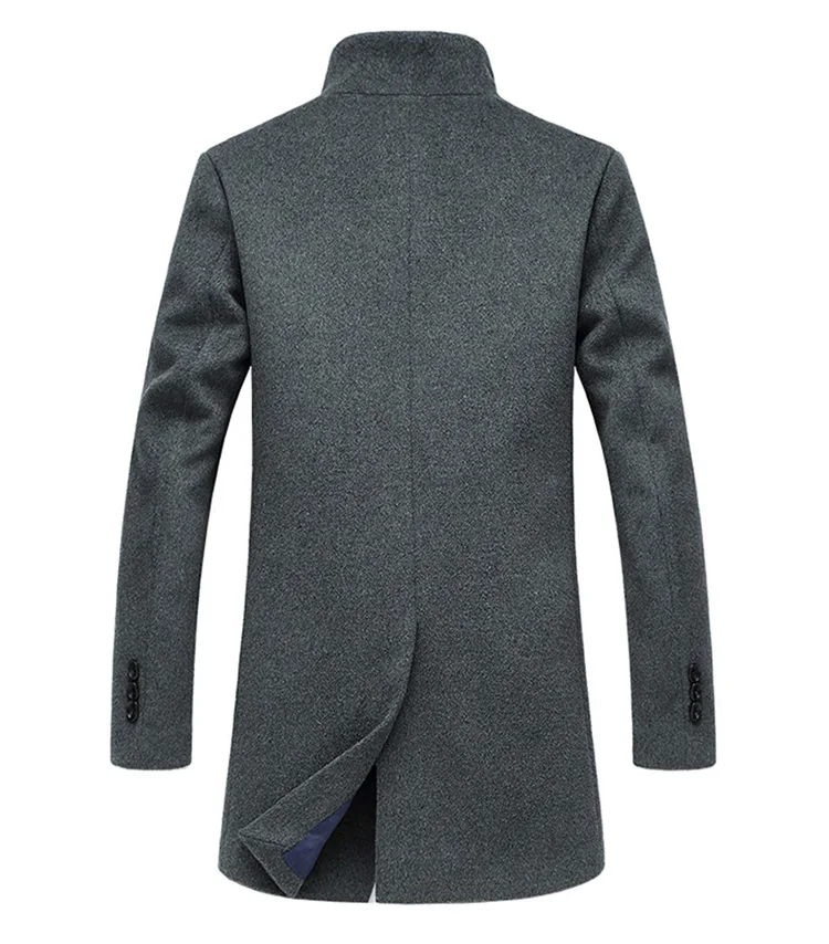 Новинка зимы, мужское тонкое шерстяное пальто, одноцветное, повседневное, бизнес стиль, стоячий воротник, шерстяное пальто/Мужское тонкое, ветровка, пальто, мужские куртки