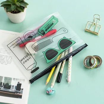 

Fashion Cartoon Glasses PVC Waterproof Pencil Bag Stationery Storage Organizer Bag School Supply Student Prize Material Escolar