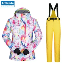 Женский лыжный костюм ветрозащитный водонепроницаемый дышащий женский зимний Брюки Походные снежные наборы бренды сноуборд куртка