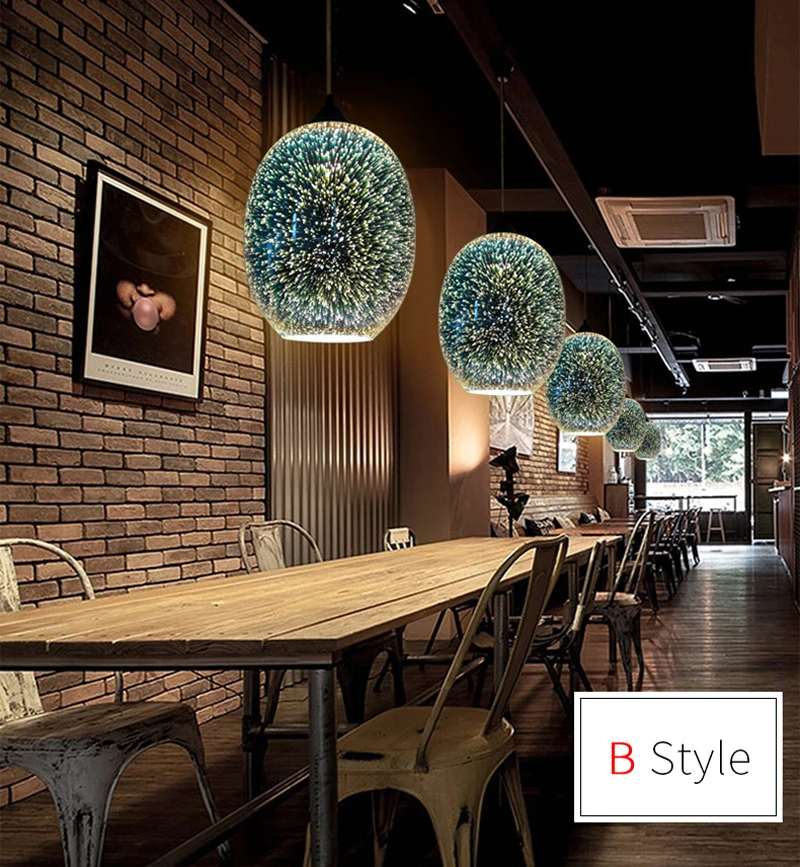 Horsten Novelty Modern LED Pendant Light Glass Hanging Lamps 3D Design Lamp E27 110V 220V For Bar Restaurant Cafe Living Room Lamp (24)