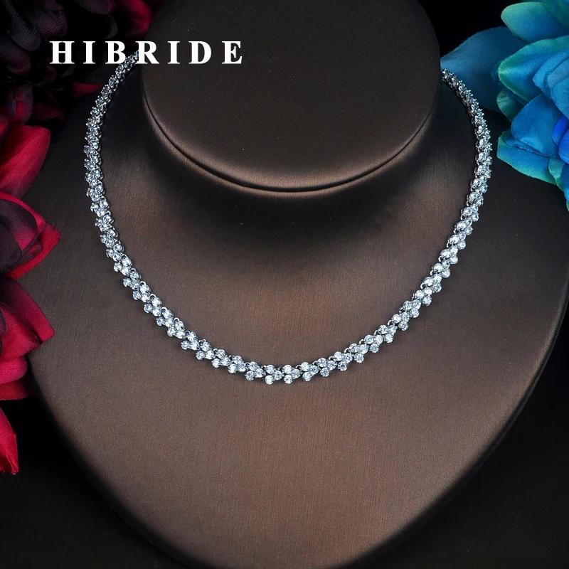 Роскошное ожерелье HIBRIDE с блестящим кубическим цирконием кулоном в виде
