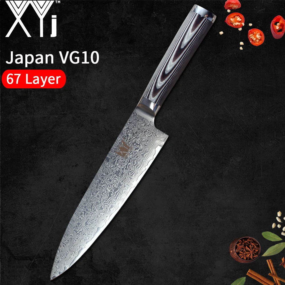 

XYj Kitchen Knives VG10 Damascus Steel Chef Kitchen Knife Japanese Meat Cleaver Gyutou Professional Exquisite Cook Accessories