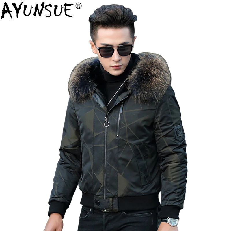 

AYUNSUE Real Fur Men Parka Jacket Winter Rex Rabbit Fur Liner Short Parkas Warm Plus Size Abrigo Hombre Invierno LC1809 KJ1631