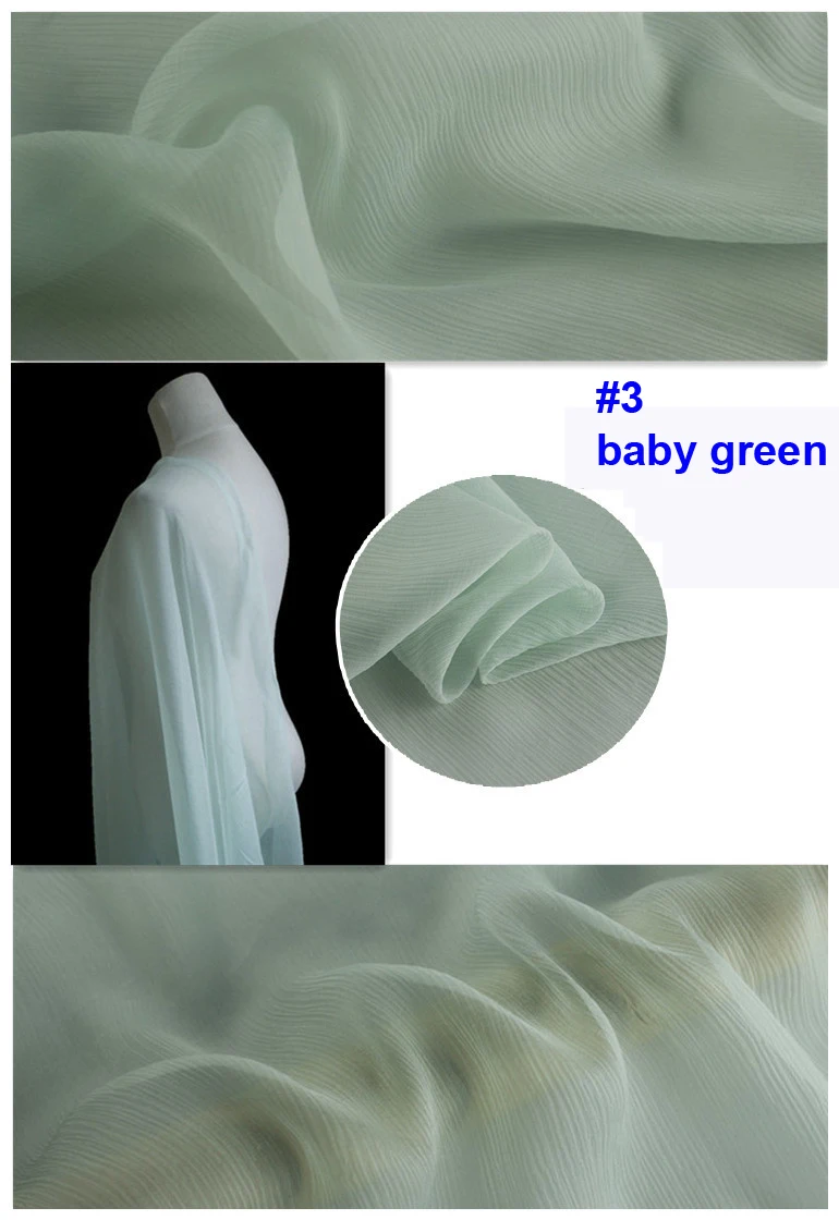 Гладкокрашеный чистый шелк тутового шелкопряда шарф текстиль Crinkled шелк шифон ткани-креп