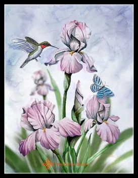 

Embroidery Counted Cross Stitch Kits Needlework - Crafts 14 ct DMC DIY Arts Handmade Decor - Iris and Hummingbird