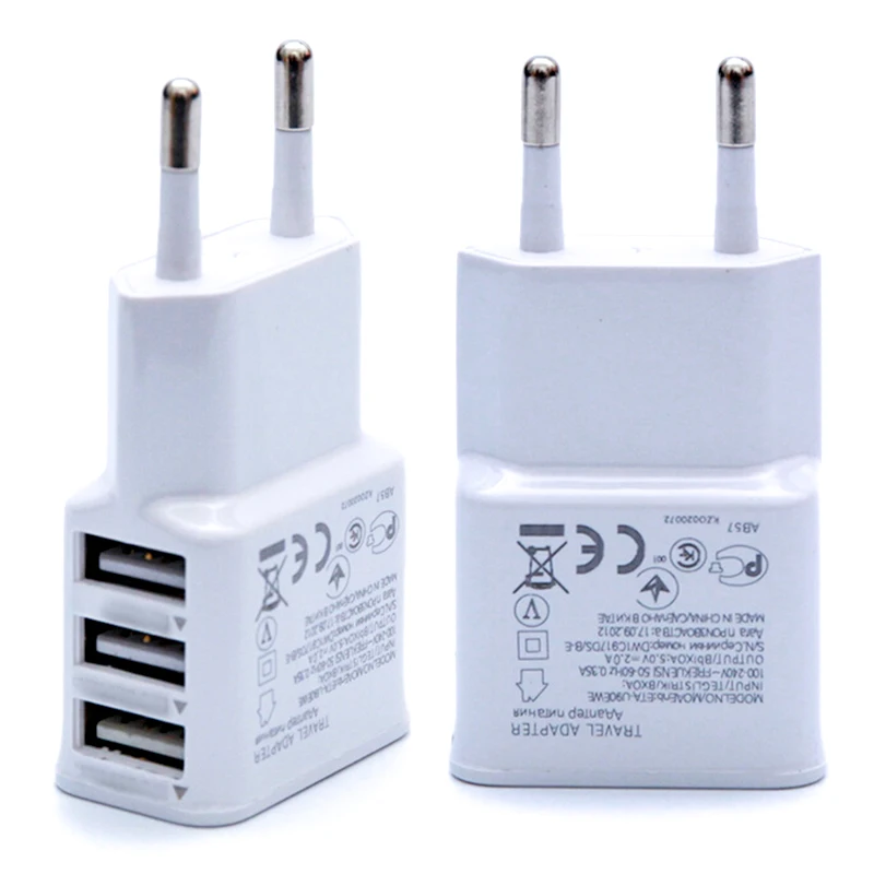 Multi USB Charger For Samsung Galaxy S8 Oneplus iPhone 6s 7 5S 5 5V 2A EU US 3 Device Plug Travel Usb Power Adapter Wall Charger