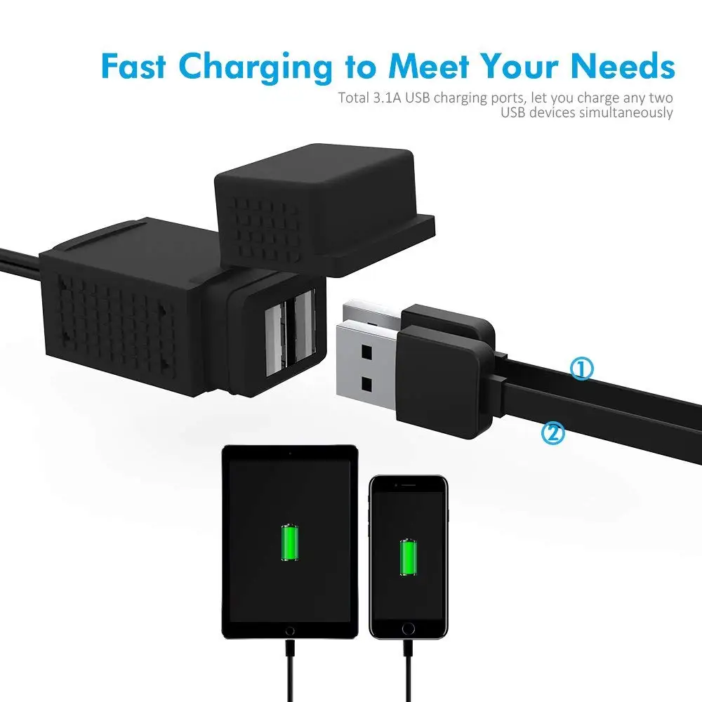 Кабель адаптер MICTUNING SAE к USB 3 1 А двухпортовый разъем питания для мотоцикла