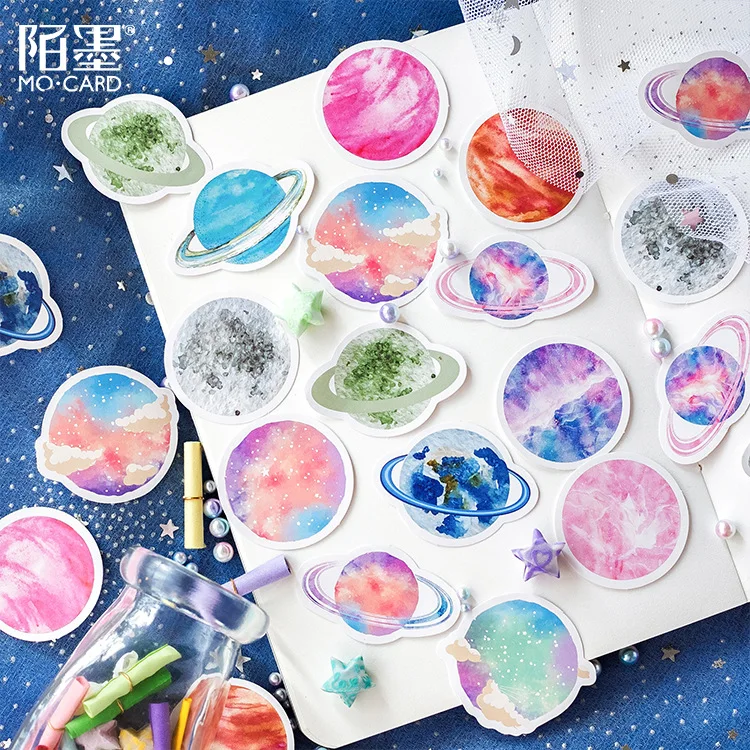 

40pcs/set Stationery Stickers Planet Sticky Paper Cute Stickers For Decoration Diary Scrapbooking Stickers Gift Label