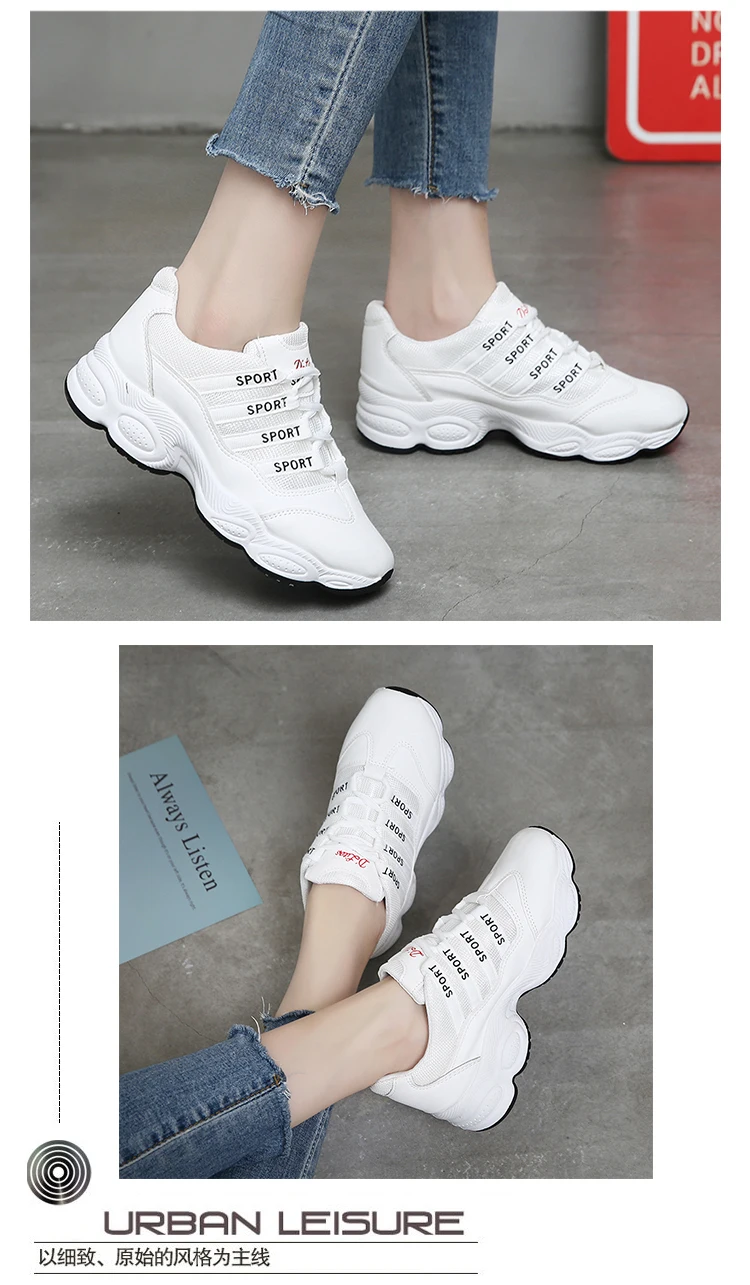 Женская мода, белые кроссовки на платформе, женская брендовая массивная Женская обувь в повседневном стиле, кожаная спортивная обувь, Chaussure Femme