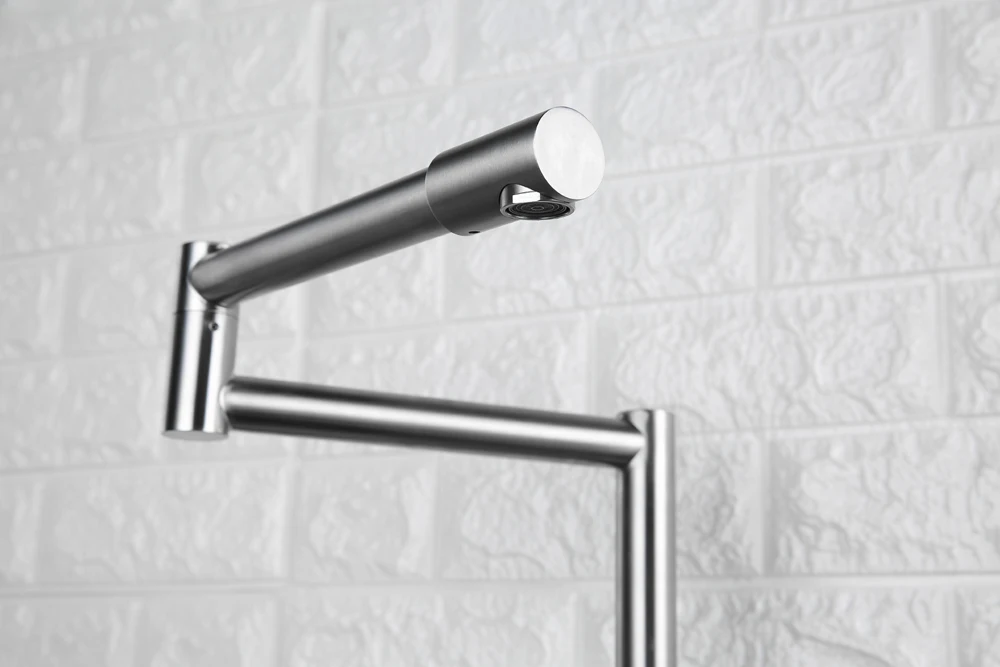 Folding Kitchen Faucet Stretchable Swing Arm Brushed  Single Hole Single Handle Deck Mounted Cold & Hot Kitchen Sink Faucet  (2)