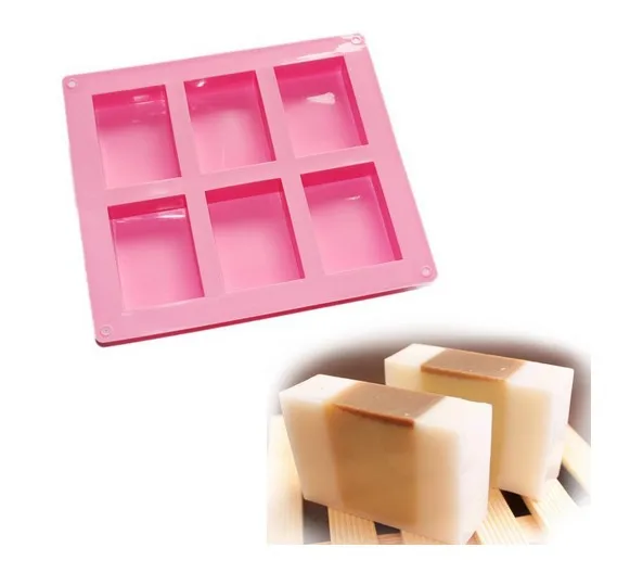 

Six-cavity Plain Basic Rectangle Soap Mold Silicone Mould for Homemade Craft