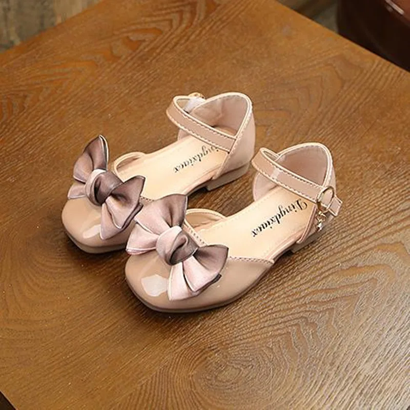 

HaoChengJiaDe Fashion Sandals Summer Kids Shoes Low heels Dress Party Pink Beige Children Shoes For Girls Flat Princess Shoes