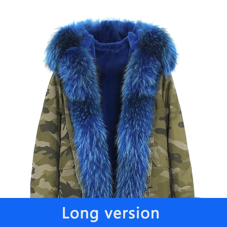 Новое поступление парка женская с мехом брендовые длинные для женщин зимнее пальто натуральный енота меховая куртка роскошный большой съемный воротник куртка с капюшоном - Цвет: long 5