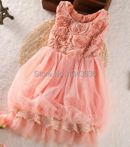 

&E-babe& Wholesale New Summer Baby Kids Princess Rose Flower Dress Toddlers Party Hollow Gauze Vestidos Girls Clothes 10 Pcs Lot