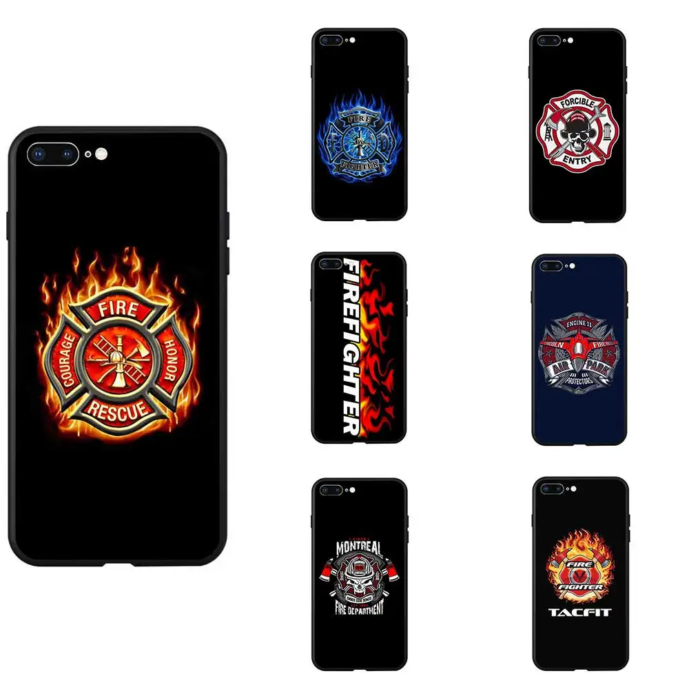 

Cool Firefighter Badge Skull Theme Logo TPU Phone Cases Silicon Cover Photo Image For iPhone 678 S XR X Plus All Phone Models