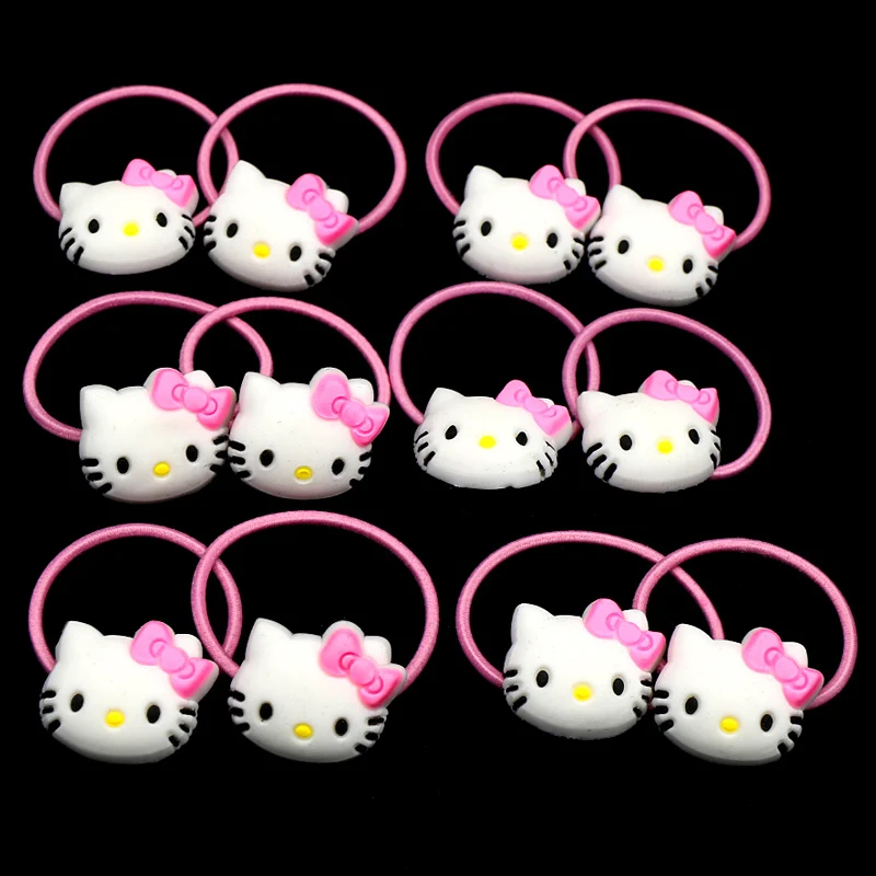 12 шт., hello kitty, эластичные резинки для волос, заколки для волос, для девочек, конский хвост, резинки, милые резинки для волос, резинки, резинки, аксессуары для волос - Цвет: Pink Band