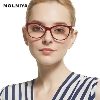 

New Red Spectacle Frame Square Glasses Frame Clear Lens Myopia Nerd Black Prescription Two Tone Rivet Eyeglasses Frames Women
