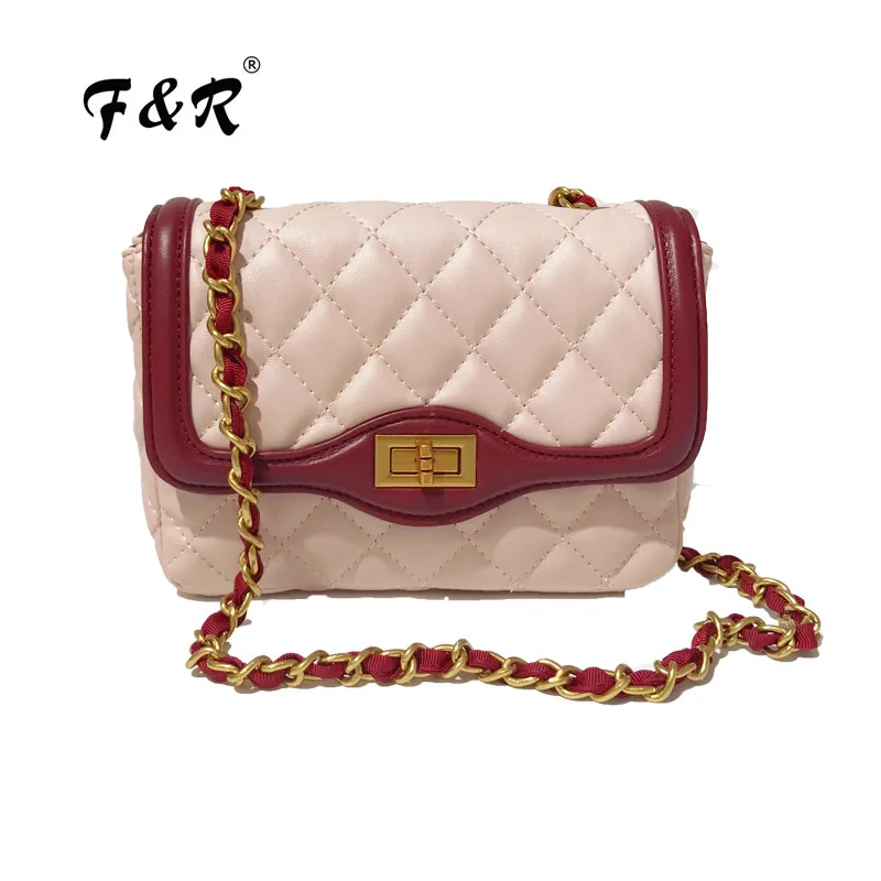 

Fashion Women Quality Leather Sheepskin Handbag Diamond Lattice Panelled Chains Shoulder Bag Lock Sequined luis vuiton gg bag