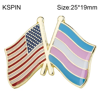 

U.S.A & Transgender Friendship Lapel Pins Flag Lapel Pins Country Flag Badge Flag Badge Brooch XY0463