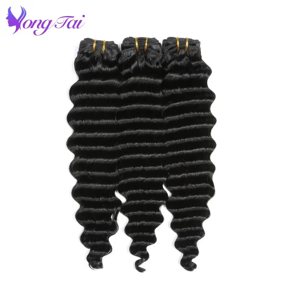 Pacotes de Cabelo com Fechamento Pacotes com Fechamento Yuyongtai Onda Profunda Malaio Cabelo Humano Não Remy Tece 3 4 profunda feixes de cabelo com fechamento não