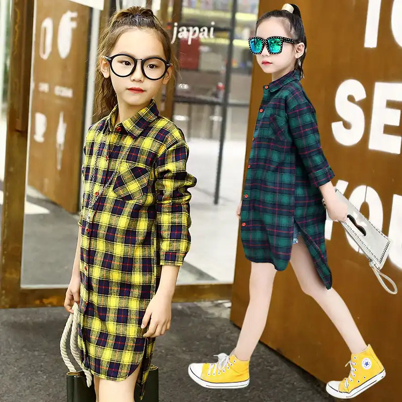 girls plaid shirt dress