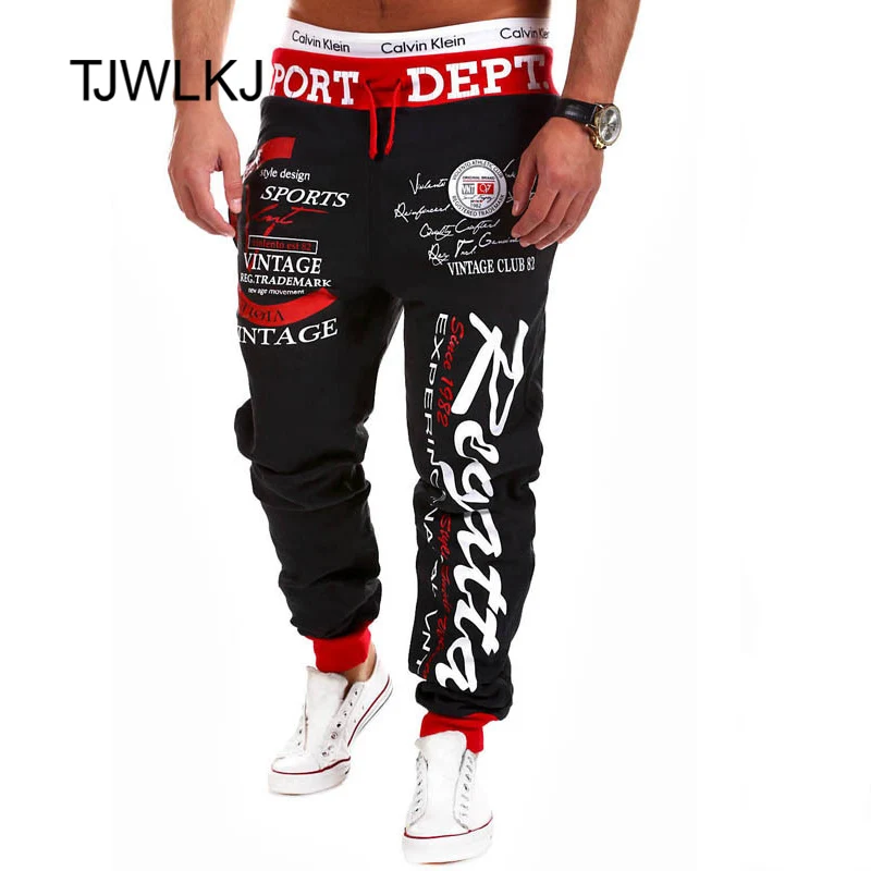TJWLKJ 2019 Hip Hop Streetwear Sweat Pants Mens Letter Printing Harem Cool Long Pants Joggers Wear Plus Size M-XXXL Drawstring