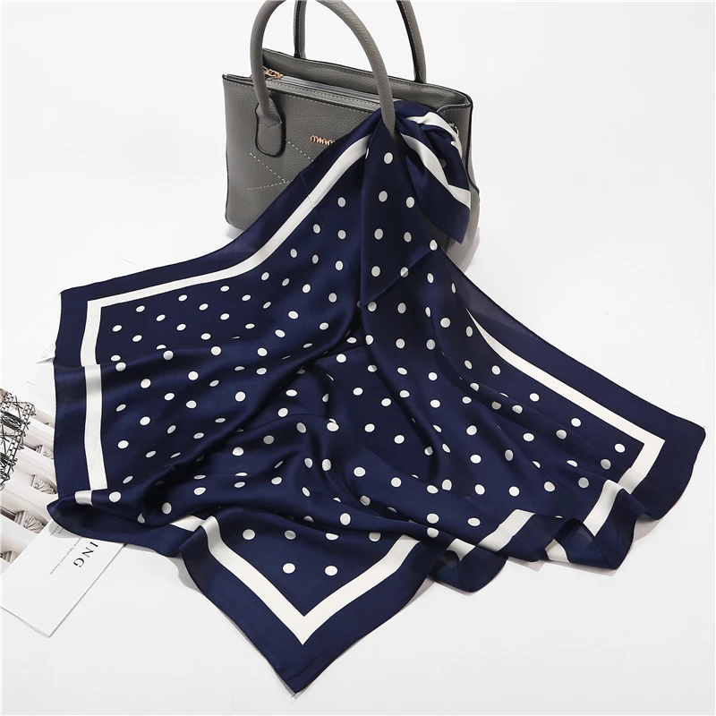 

Silk Scarf Women 70*70cm Spring Autumn Dot Point Small Square Scarves Female Headband Wrist Wrap Square Head Scarves Wraps