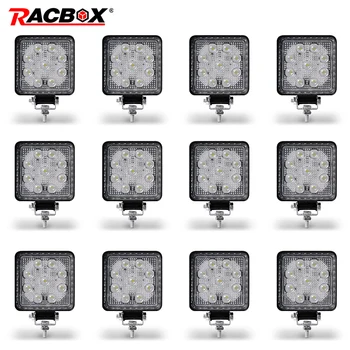 

RACBOX 4D 4 inch 27w Led Work light Square Spotlights 12V 24V Fog for Car Trucks ATV 4X4 UAZ Tractor offroad lights Driving Lamp