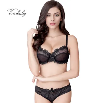 

Varsbaby Women Plus Size Sexy Slim Lace Lingerie Ladies Underwire Floral Large Size Bra Sets