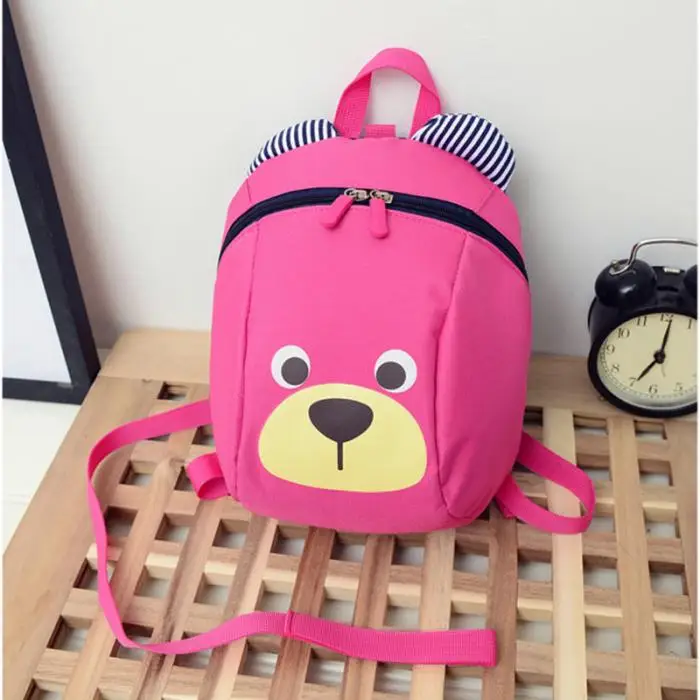 Fashion Children Backpack Anti-lost Canvas Bag Cartoon Animal Bear Pattern Kindergarten Kids Baby School Bags MUG88