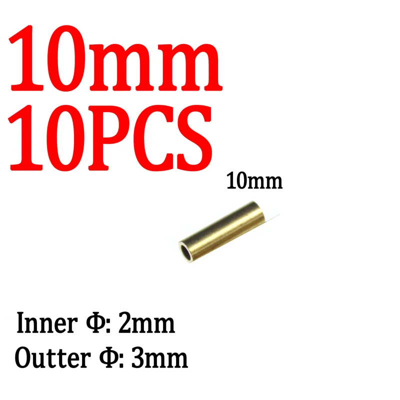 Bimoo 10 шт. 2 мм латунная трубка для завязывания мушек, конусный диск, трубчатая головка для завязывания, материал пластик, муха, основная трубка, лососевая сталь, рыболовная приманка - Цвет: 10mm Tube 10pcs