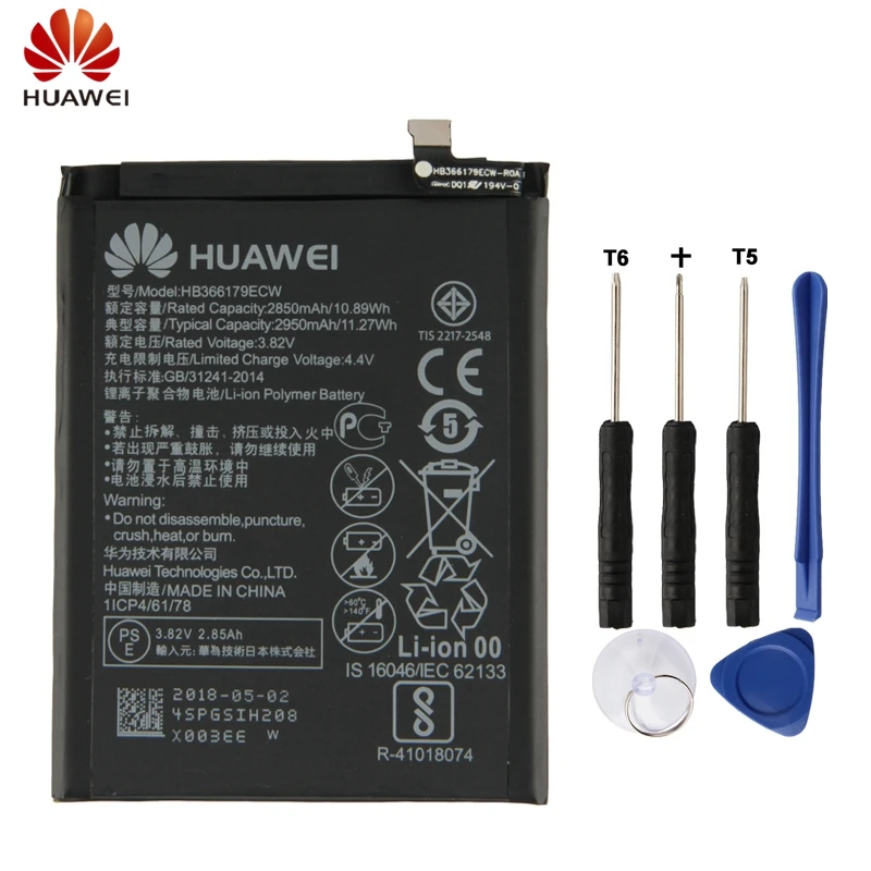

HuaWei Original HB366179ECW Battery For Huawei Nova 2 CAZ-AL10 CAZ-TL00 Genuine Replacement Phone Battery 2950mAh With Free Tool