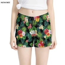 INSTANTARTS дышащая женская одежда для йоги шорты Hibiscus Гавайский цветок листья тропических растений печатных Фитнес шорты Одежда для спортзала леди