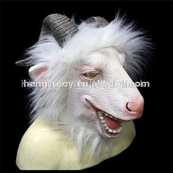 

2017 New Top Grade 100% Latex Female Male Goat Head Mask Halloween Costume Party Gift Prop Novelty Masks Latex Animal Mask Toy