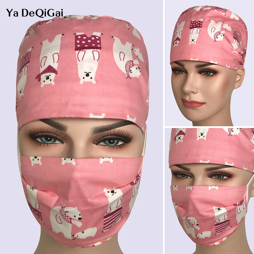 

Nurse doctor hat cotton breathable unisex adjustable medical scrub dental clinic pet hospital working cap laboratory medical cap