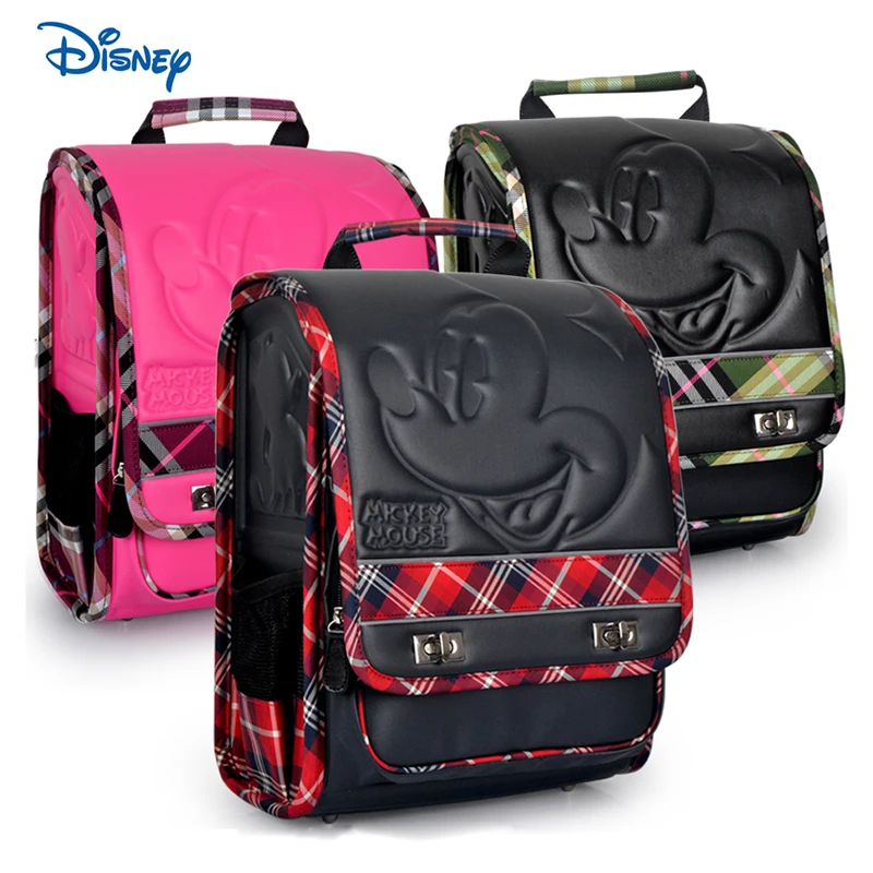 Новая школьная сумка с Микки Маусом из мультфильма Дисней для мальчиков 1-3 класса, рюкзак из искусственной кожи с большой вместительностью, водонепроницаемый детский рюкзак, Детская сумка для книг