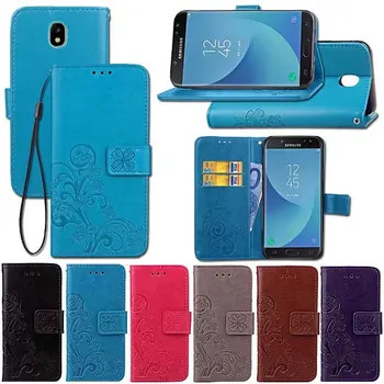 

100pcs/lot Clover Butterfly Tree Pattern Leather Stand PU+TPU Case with Card slot For Samsung Galaxy J3 J330 2017 EU Version