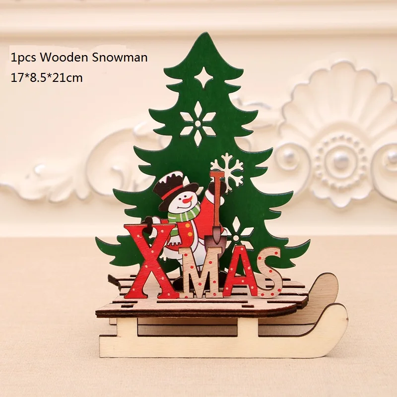 Счастливого Рождества Санта Клаус Деревянные Подвески украшения на Рождество Снеговик Лось орнамент «Новогодняя елка» украшение для дома - Цвет: Big Snowman