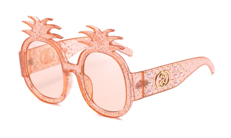 LEIDISEN Горячая рамка ананаса жемчужные заклепки солнцезащитные очки фирменный дизайн ретро солнцезащитные очки для женщин Большая оправа очки UV400 - Цвет линз: NO6