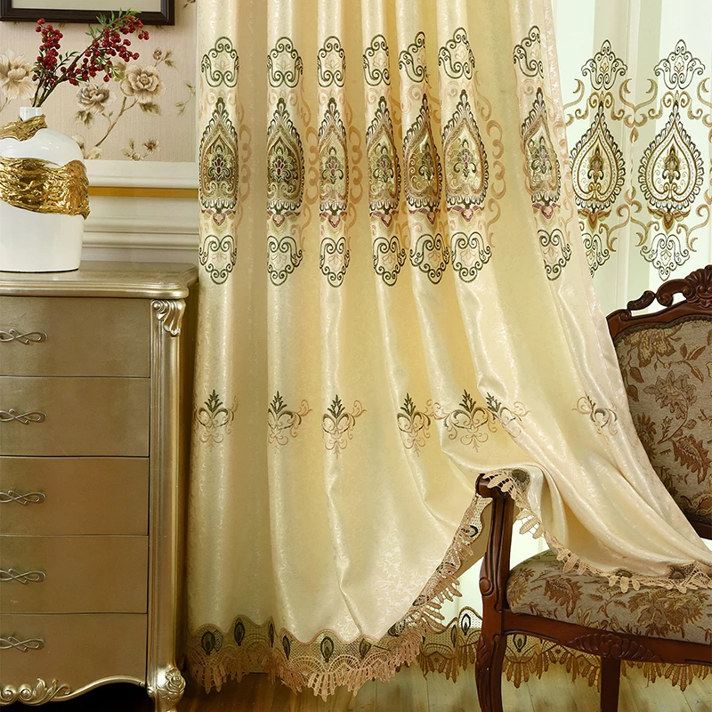 Luxury Simple Embroidery Curtains For Bedroom Living Room European