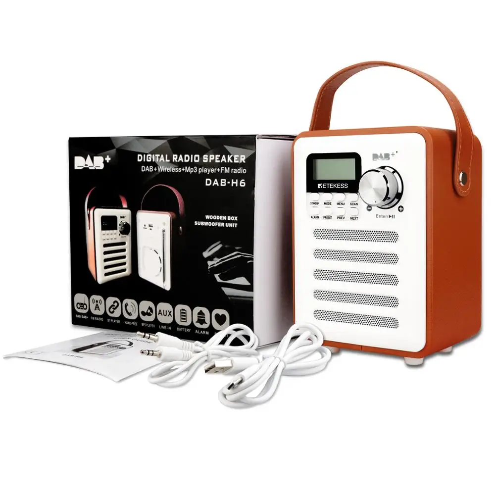 Retekess TR401 коричневый и белый портативный fm-радио DAB+/FM RDS радио карманный цифровой DAB приемник AUX/USB/TF карта mp3-плеер