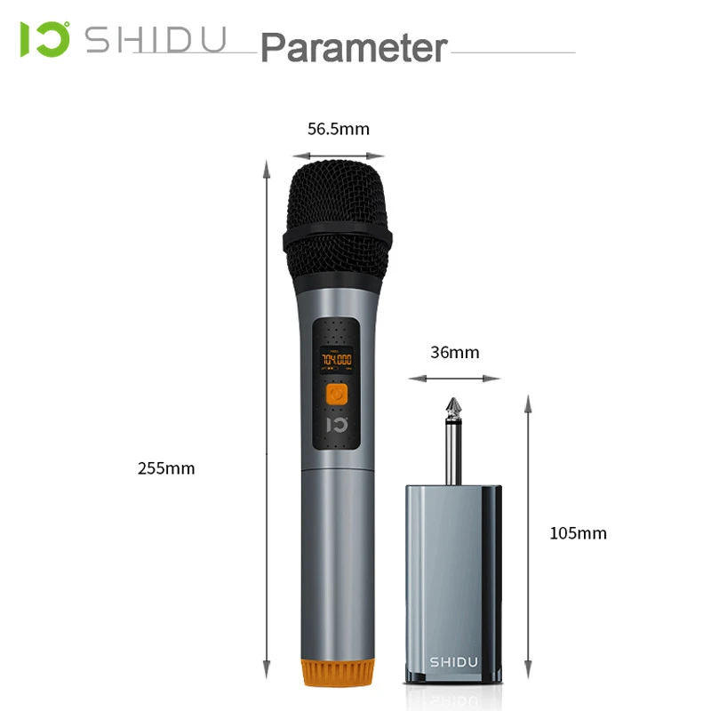 SHIDU беспроводной ручной микрофон UHF Динамический вокальный микрофон с 6,5 мм разъемом приемник портативный усилитель голоса для речи U6