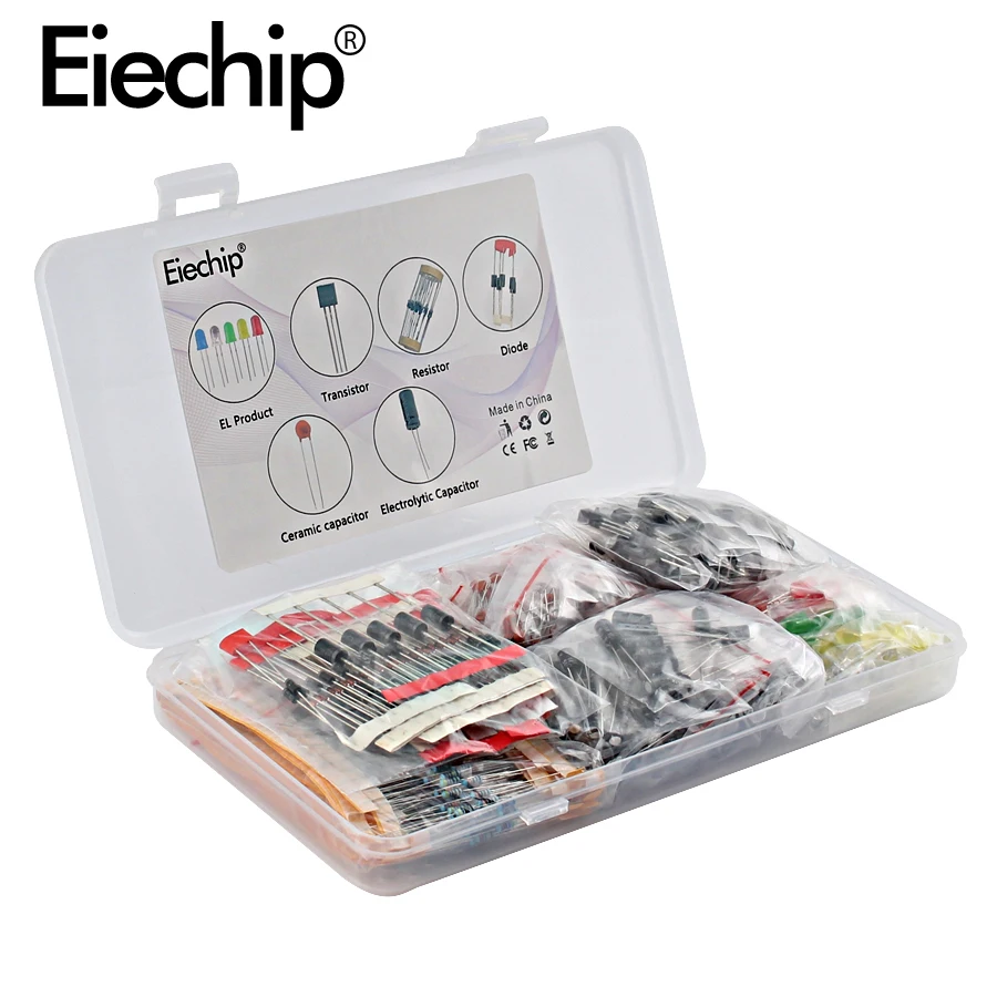 Kit de surtido de resistencias de película de Metal, kit de condensadores electrolíticos led, paquete de transistores, kit de componentes electrónicos diy Kit de surtido de resistencias de película de Metal, kit de condensadores electrolíticos led, paquete de transistores, kit de componentes electrónicos diy