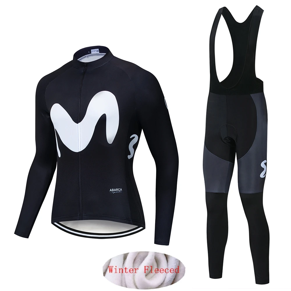 

Movistar Pro Team Winter Thermal Fleece Long Clothes Set Mens Cycling Jersey Bib long Bike Bicycle Ropa Ciclismo Bike Clothing