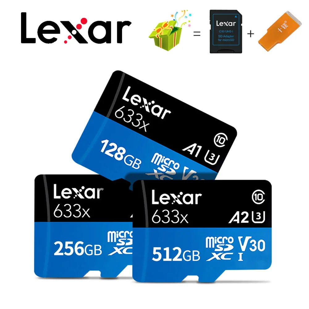 Карта памяти Lexar 512 ГБ 256 128 Гб 64 U3 98 МБ/с./с 32 карта Micro sd класс 10 UHS 3 Microsd TF/SD