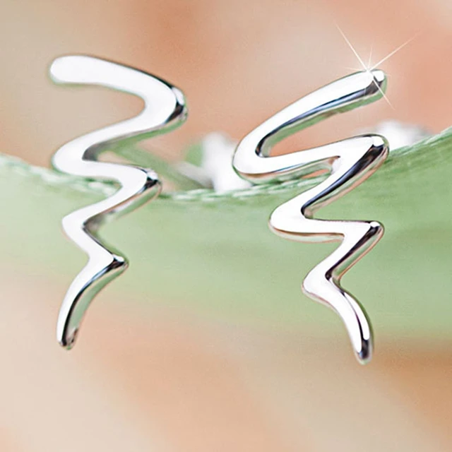 S925 Sterling Silver Cute Korean Style Full Zigzag Geometric S925 Sterling Silver Cute Korean Style Full Zigzag Geometric Earrings Long Size 10mm Brand Earring For