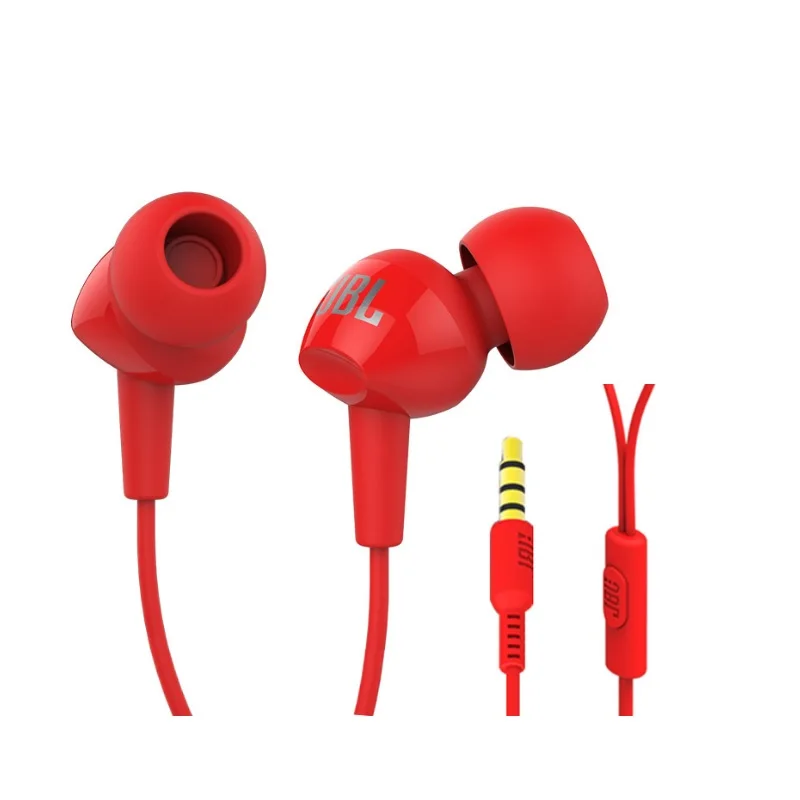 JBL C100SI бас стерео наушники Go для Android IOS мобильные телефоны наушники как рок Циркон audifonos с микрофоном наушники - Цвет: Красный